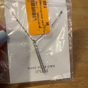 Kohl's Silver Bar Pendant Necklace with Clear Stones